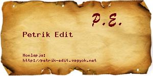 Petrik Edit névjegykártya